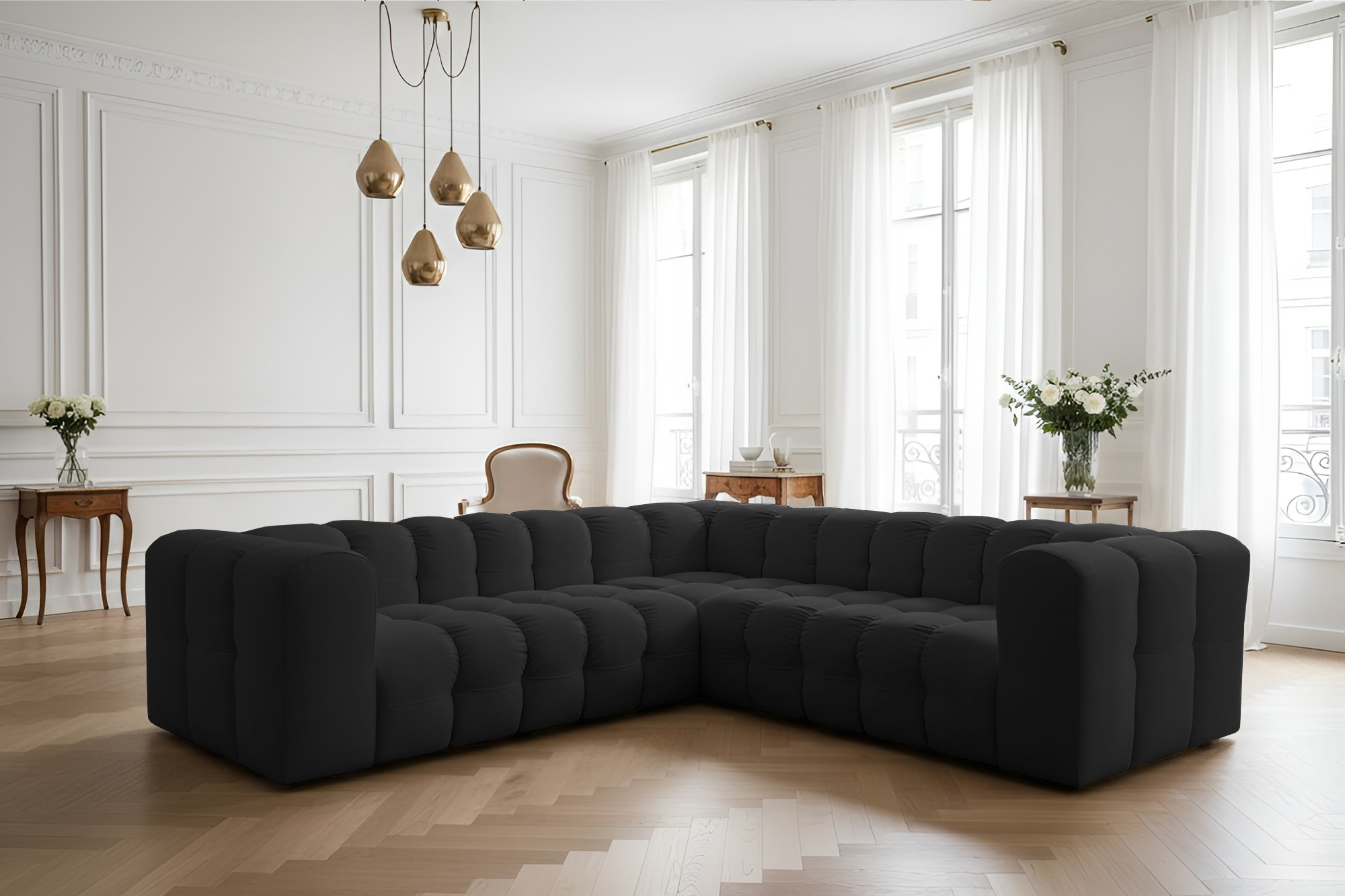 Baloo Corner Ecksofa 270x270 cm Stoff Tiffany Schwarz